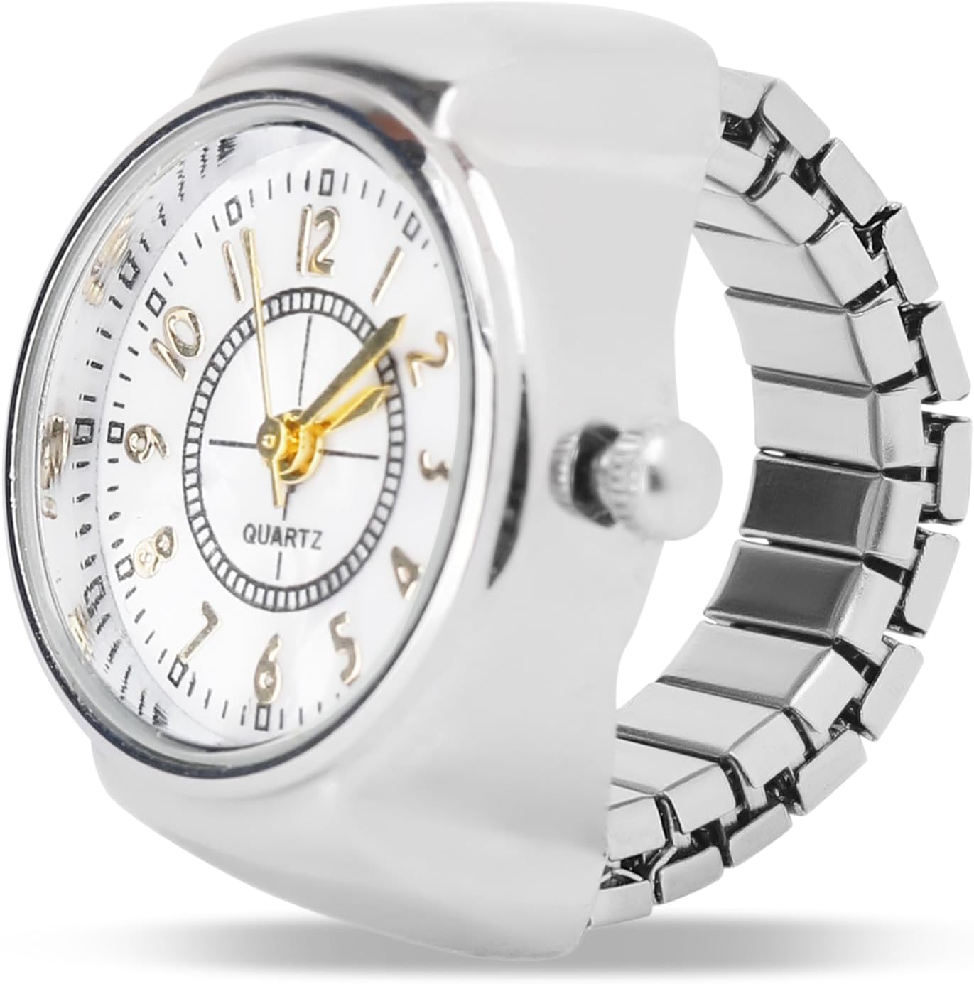 Ring Watch for Women Stainless Steel Gold Plated Stylish Strachable Gold Ring for Women Girls Love Gifts