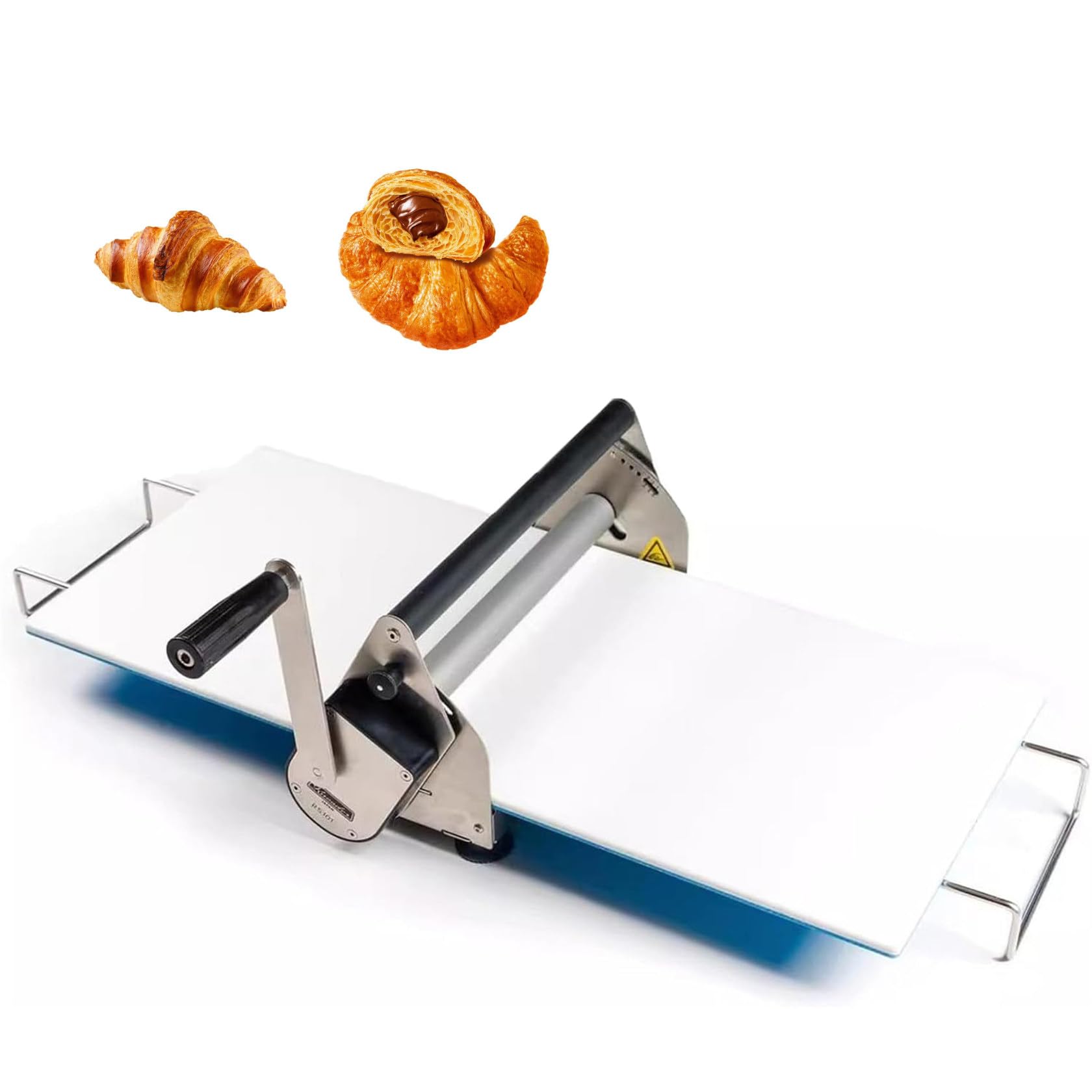 RENJJPBO Manual Fondant Dough Sheeter, 12 Inch Pastry Dough Roller, Croissant Baking Presser, Manual Dough Roller Machine, Capacity 300g (for 6 Croissants)