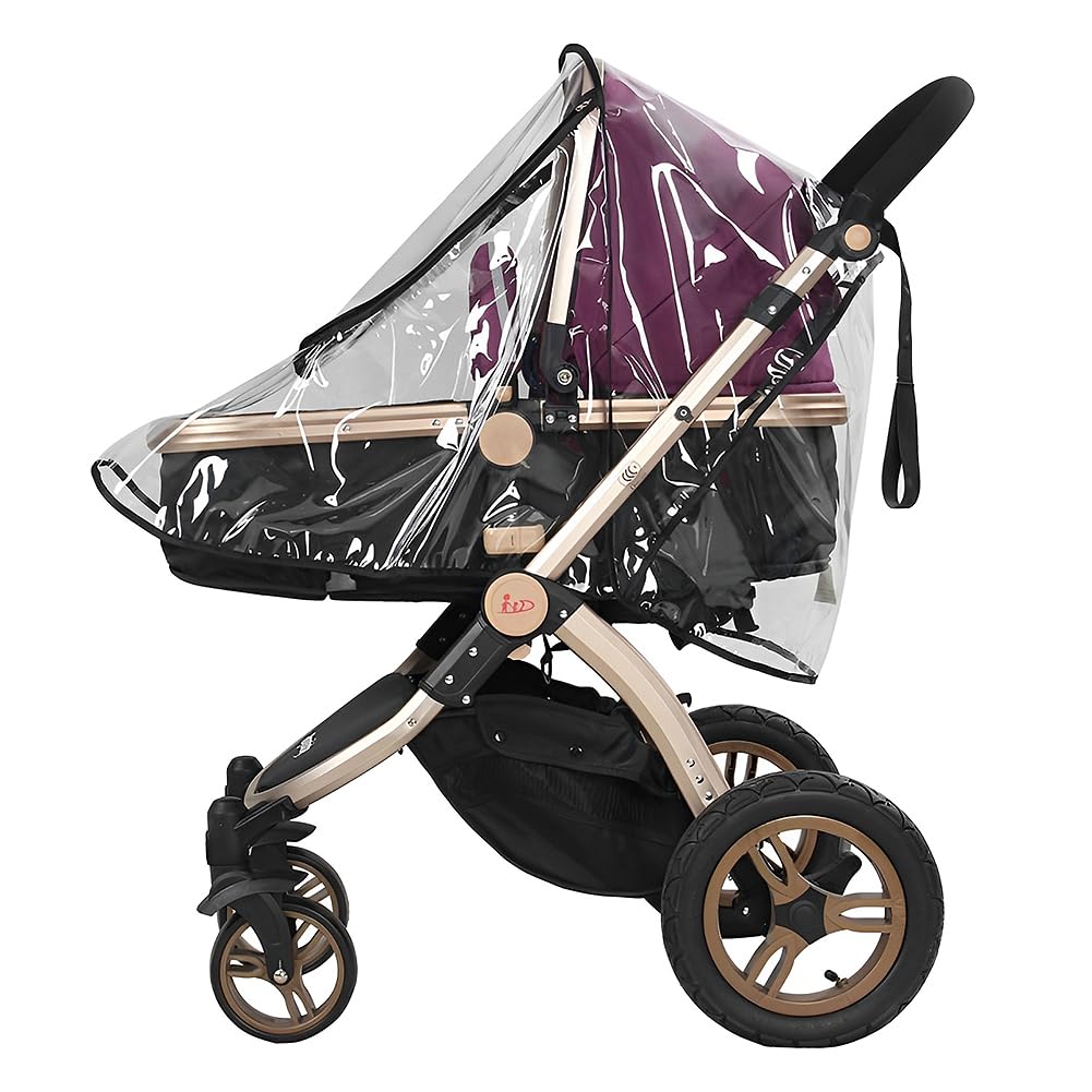 Glomora Stroller Rain Cover, Universal Baby Stroller Rain, Durable Black Binding, Zipper Window Design, Foldable for Easy Storage - Fits Small & Medium Umbrella Strollers - 55 * 75 * 40cm