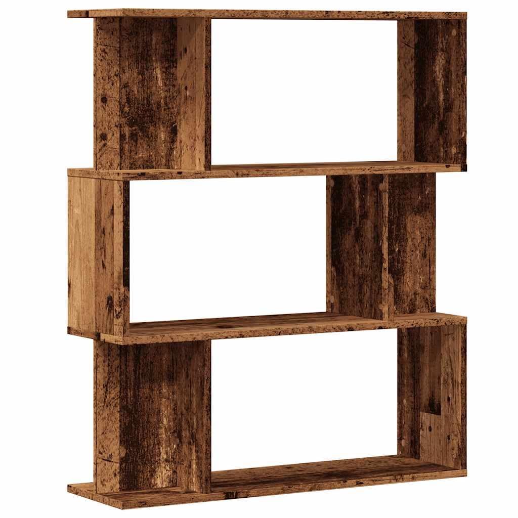 Libreria a 3 Ripiani in Truciolato 80x24x96 cm Legno Antico | Scaffale autoportante compatto a tre livelli per organizzare libri ed accessori in soggiorno, studio o camera da letto.