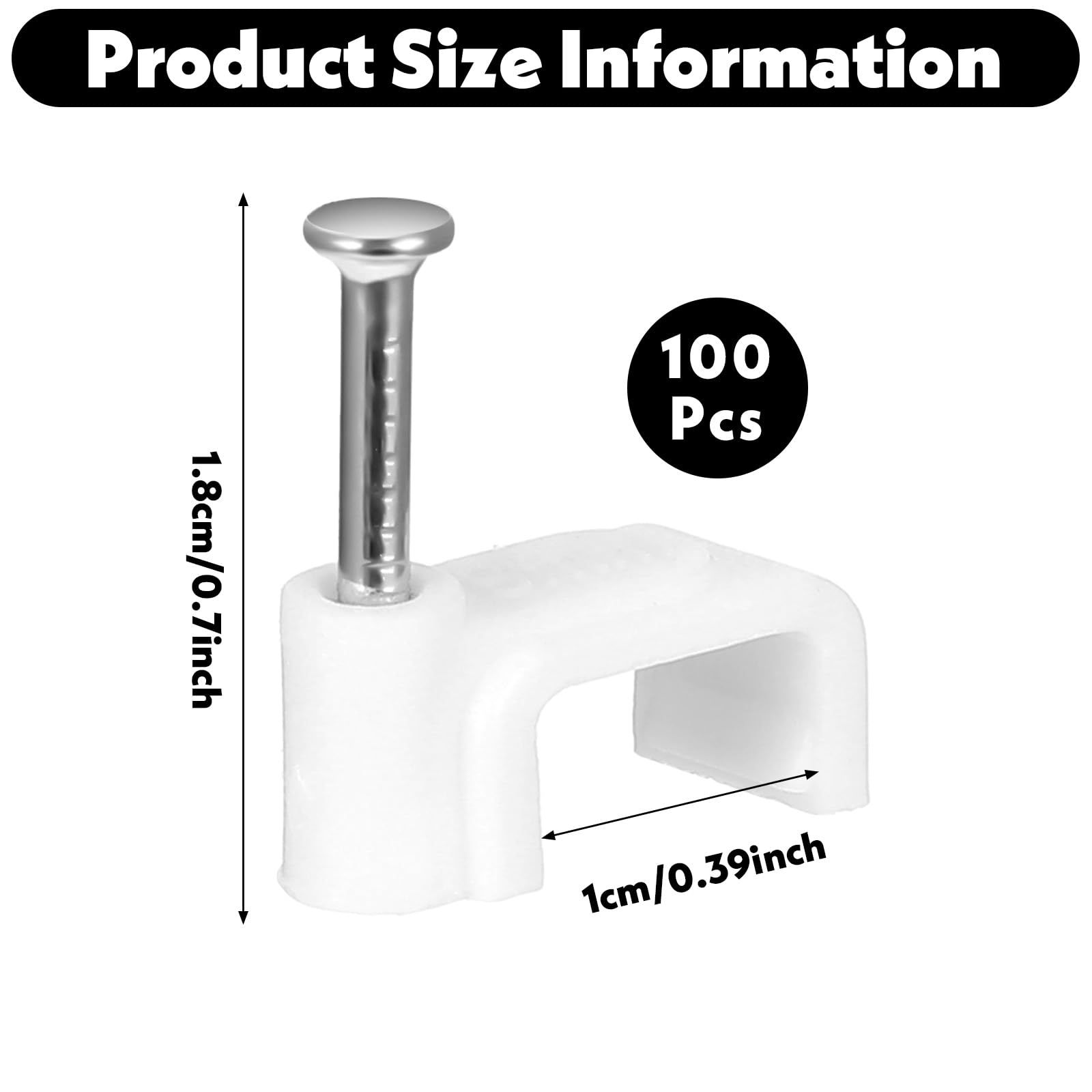 JIEYAO 100 clip bianche piatte per cavi Ethernet, 10 mm, clip da parete per cavi coassiali, clip per altoparlanti, chiodi, clip per la gestione dei cavi Ethernet (10 mm)