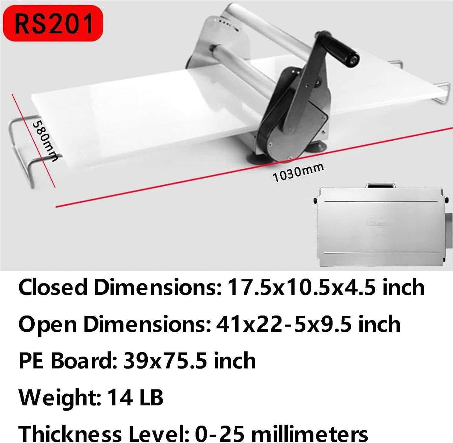 Kompakter manueller Teigschneider – Rollwerkzeug mit einstellbarer Dicke für Brot, Marzipan, Fondant – sichere Familiennutzung, kein Strom erforderlich, 30,5 cm und 39,9 cm Optionen