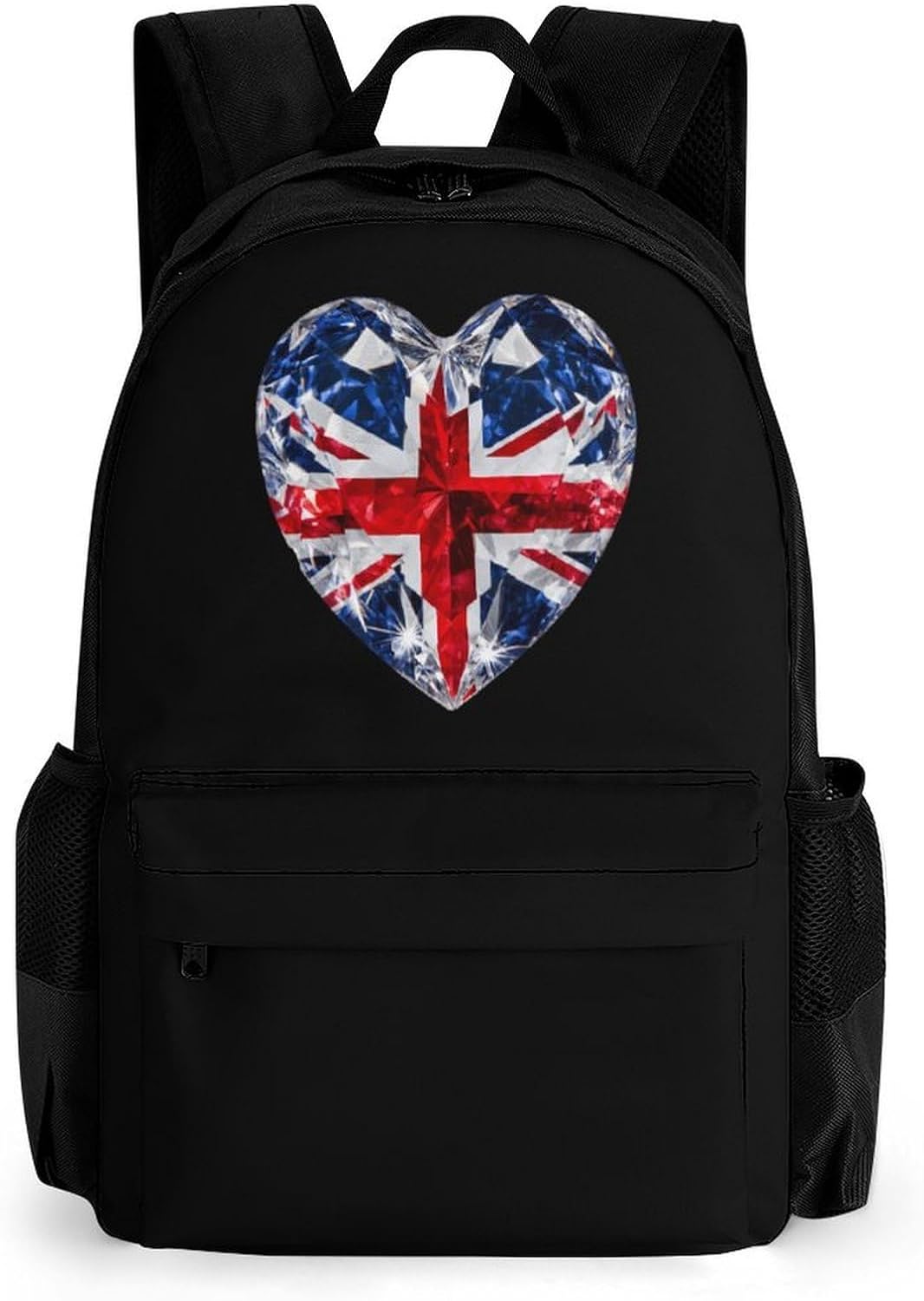 Diamond UK Flag Union Jack Heart Backpack Lightweight Backpacks Work Bag
