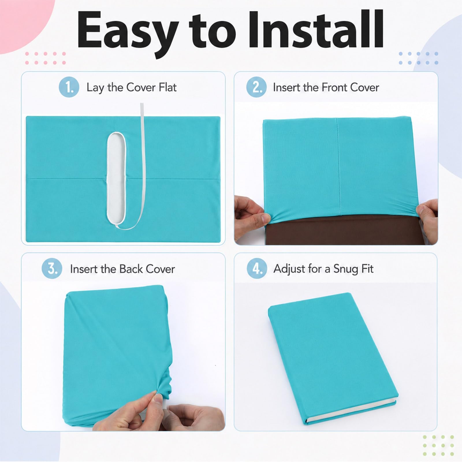 gisgfim Paquete de 12 fundas elásticas para libros de texto de tapa dura, lavables y reutilizables, de tela jumbo, libros de hasta 9 x 11 pulgadas, 12 colores surtidos, volver a suministros (arcoíris)