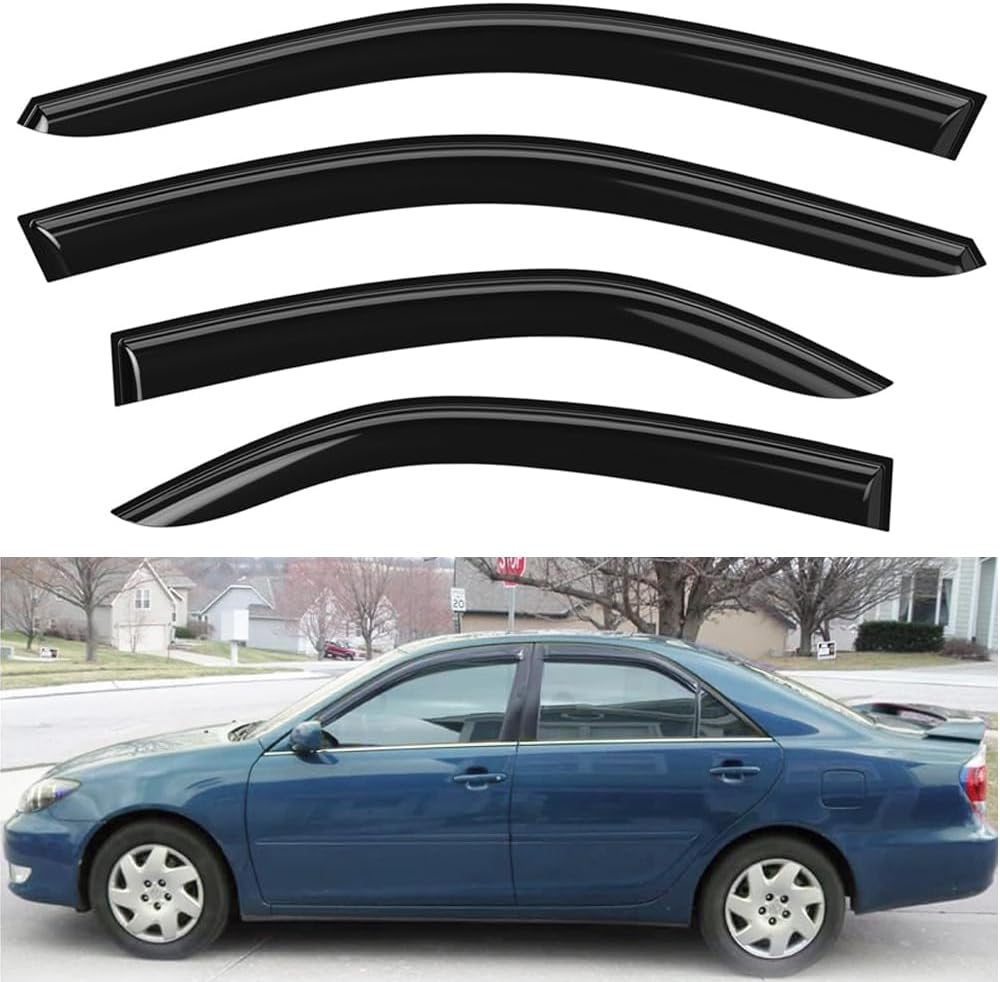 Original 4pcs Side Window Deflectors, Outside Mount Tape-On Rain Guards Set, Easy to Install Side Window Visors Compatible with 2002-2006 Toyota Camry All Models 94236