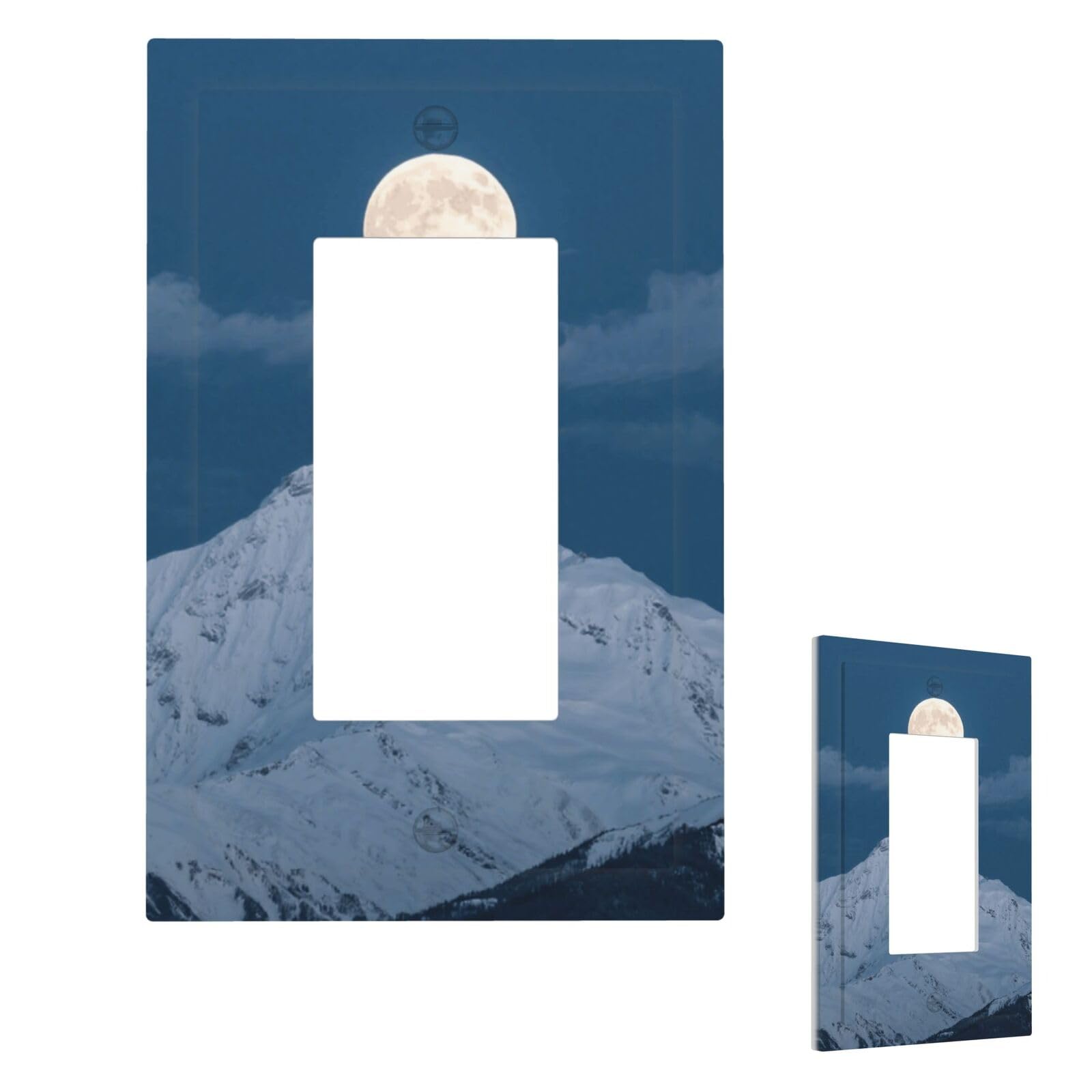 Fekiloot 1 Gang Moon Wall Plate Cover Modern Decorative Light Switch Cover Unbreakable Receptacle Outlet Covers For Living Room Bedroom Home Decor