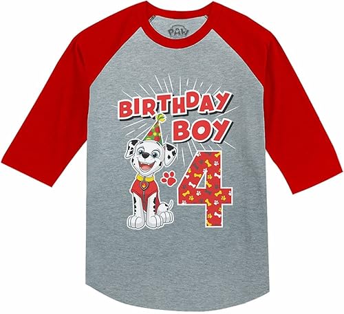 Marshall - Camiseta de béisbol de manga 34 para niño de 4 años, diseño de Paw Patrol