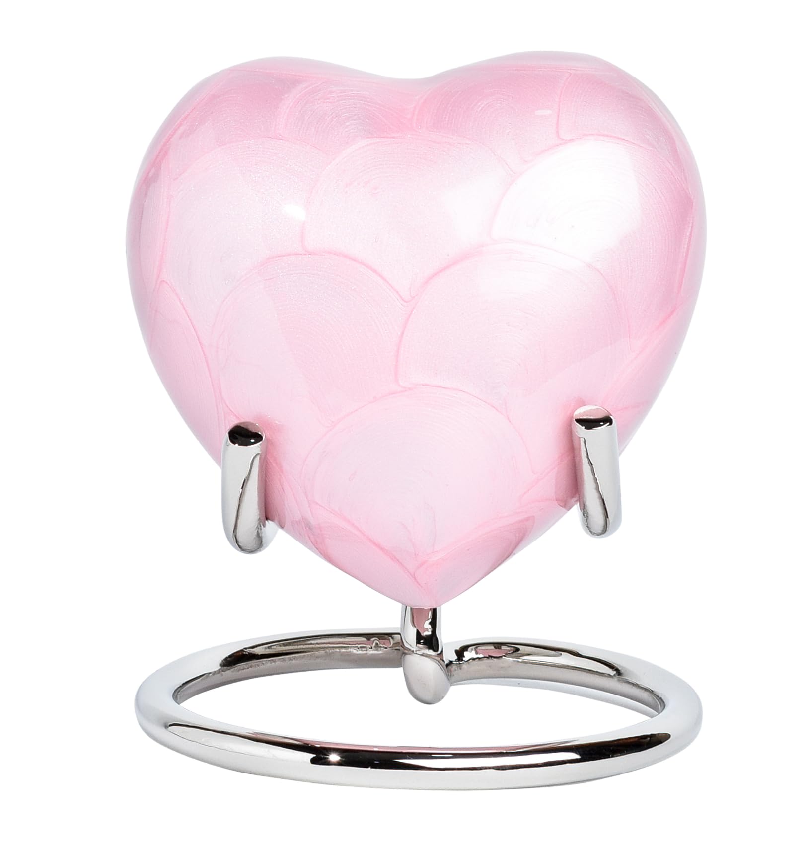 Royal Rapture Urn for Ashes Funeral Memorial Cremation Keepsake Love Urns Decorative Brass Heart with Stand (Pink Plain, 3") RHM03-23