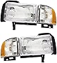 Gold Shrine For Dodge Ram Pickup Headlight 1994 1995 1996 1997 1998 1999 2000 2001 2002 Driver and Passenger Side Headlamp Assembly Replacement
