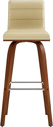 Miniatura 40 de Armen Living Vienna - Taburete giratorio de 26 pulgadas de altura de mostrador de piel sintética gris y madera de nogal Piel sintética