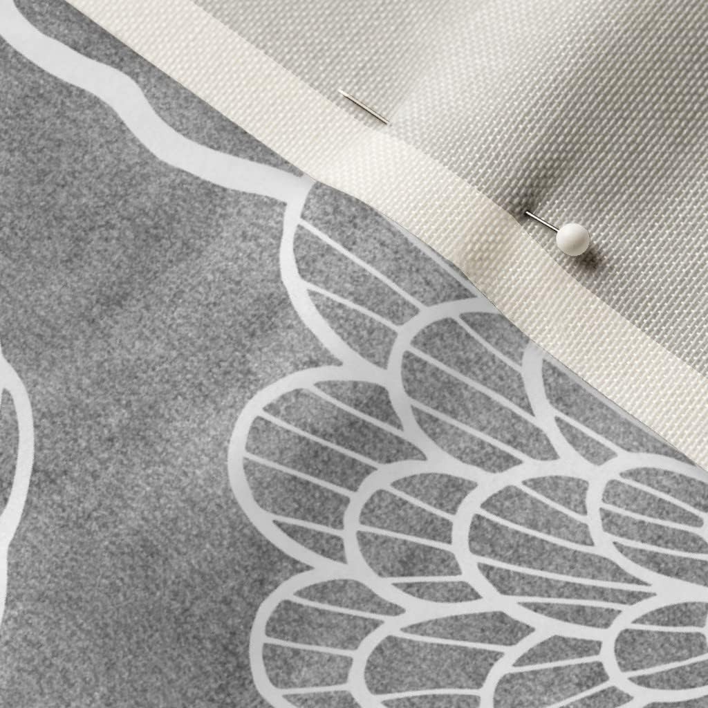 Spoonflower Fabric - Graphic Flowers Charcoal Floral Springtime Black White Grayscale Printed on Upholstery Velvet Fabric Fat Quarter - Upholstery Home Decor Bottomweight Apparel