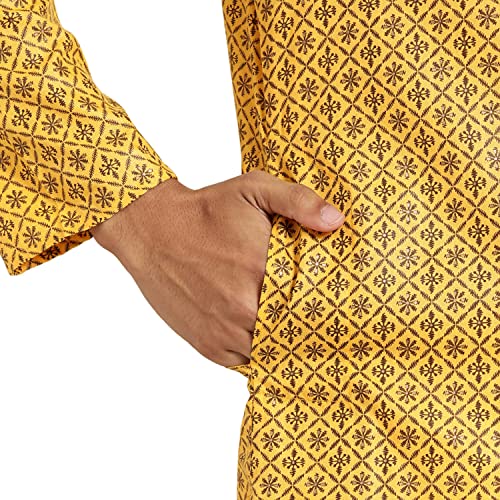 Image of SOJANYA (Since 1958 Men's Cotton Linen Blue Foil Printed Kurta and White Pyjama Set