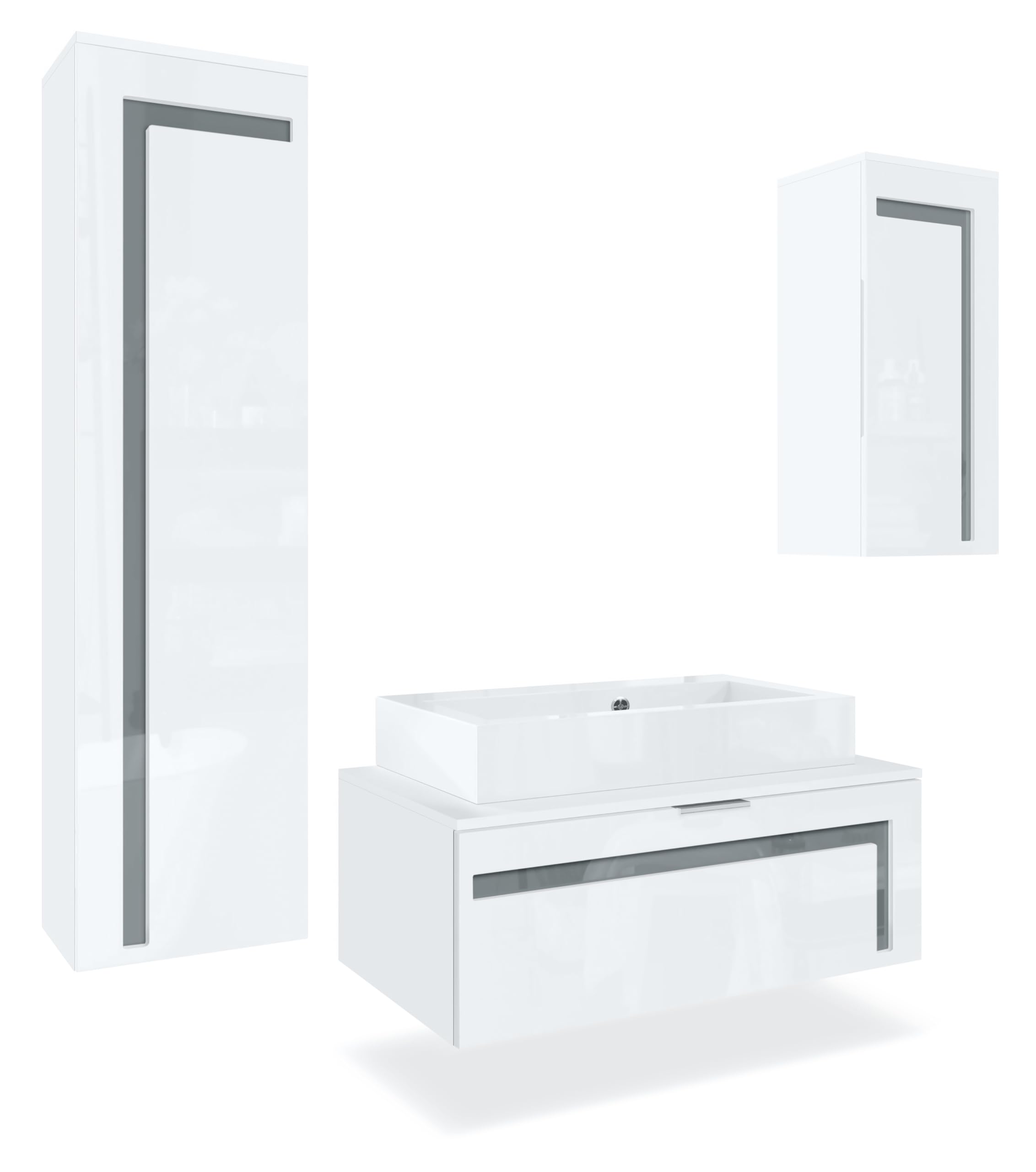 vidaXL Set di mobili per il bagno 3 pcs Grigio e Oro 180 x 33 x 75 cm