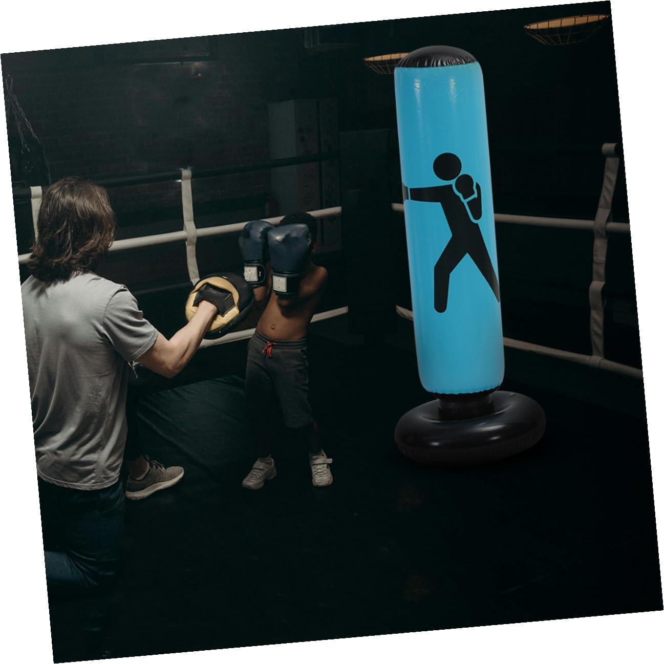 Inflatable Boxing Bag for Adults, Stable Freestanding Punching Bag with Thickened Design, Blue Inflatable Kickboxing Training Fitness Sandbag for Home Gym and Martial Arts