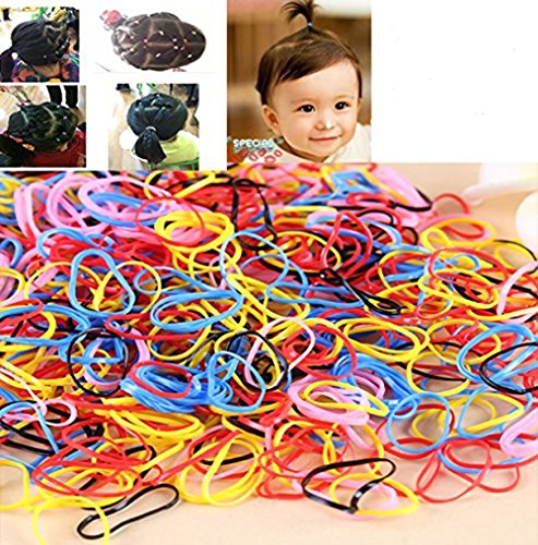 1Pack(100pcs) Disposable Candy Color Baby Girl's Ponytail Hair Holder Hair Ties Elastic Rubber Bands