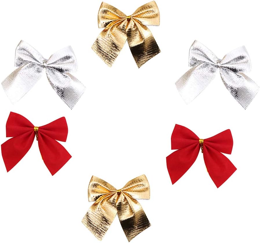 Toyvian 72pcs Christmas Bow Ornaments Glitter Bow Christmas