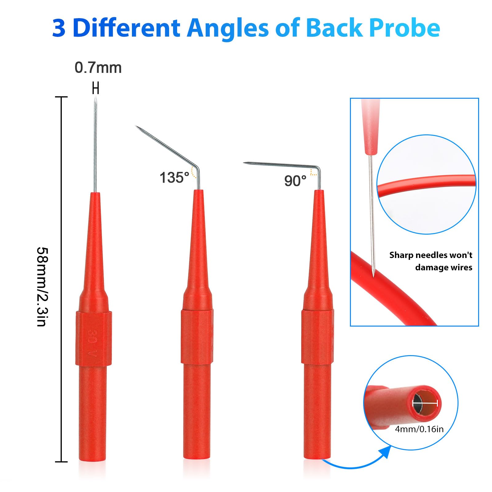 Linkstyle 25PCS Back Probe Kit, Multimeter Test Leads Kit Pin 4mm