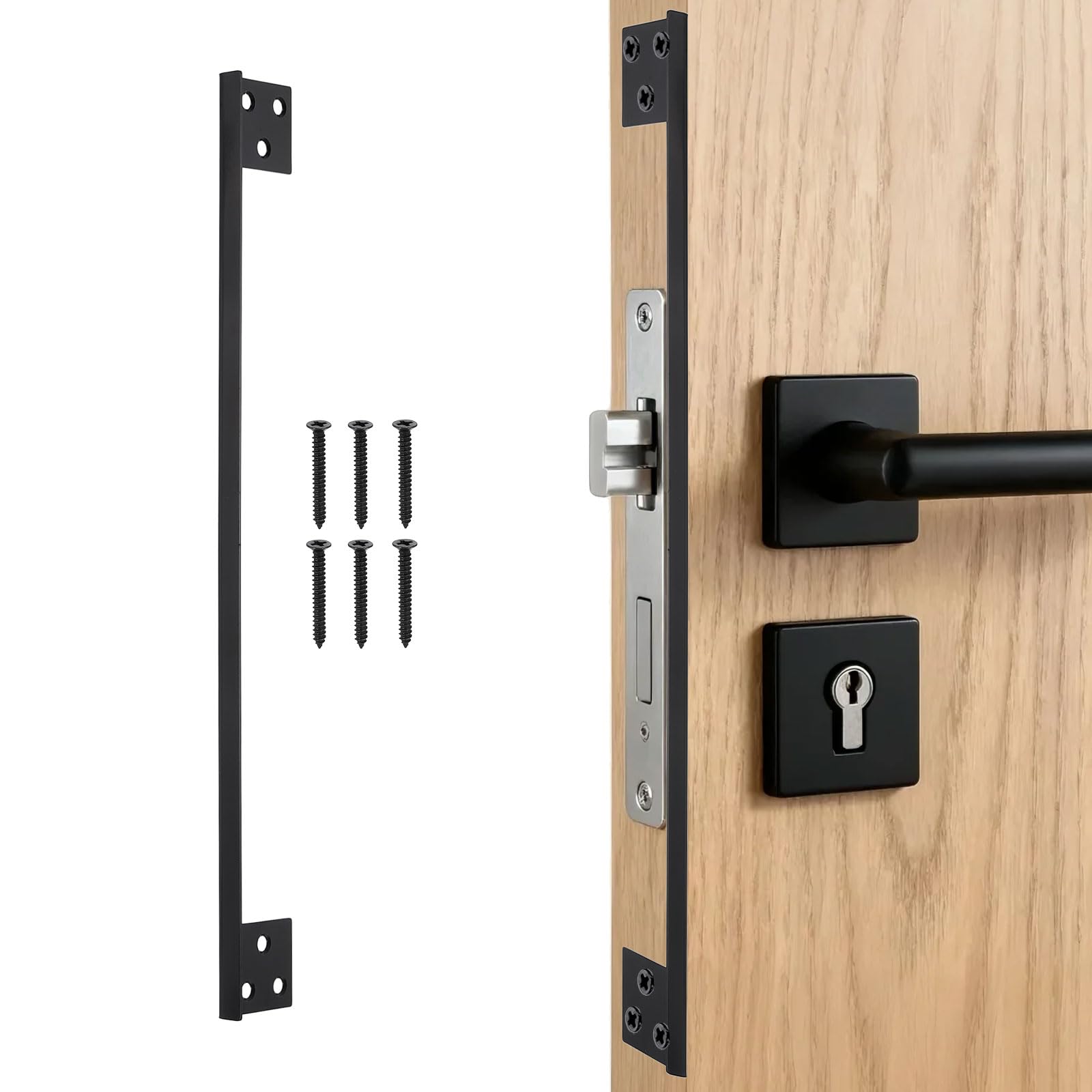 sourcing map Door Latch Guard Plates, 11" Stainless Steel Door Latch Shield Doors Security Protector Shield with Screws for Doors Lock Deadbolt, Black