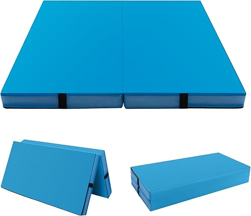 Miniatura 1 de Giantex Colchoneta de gimnasia plegable de 4 pulgadas de grosor, tapete de gimnasia de 4 x 4 pies con asas de transporte, tapete de gimnasio