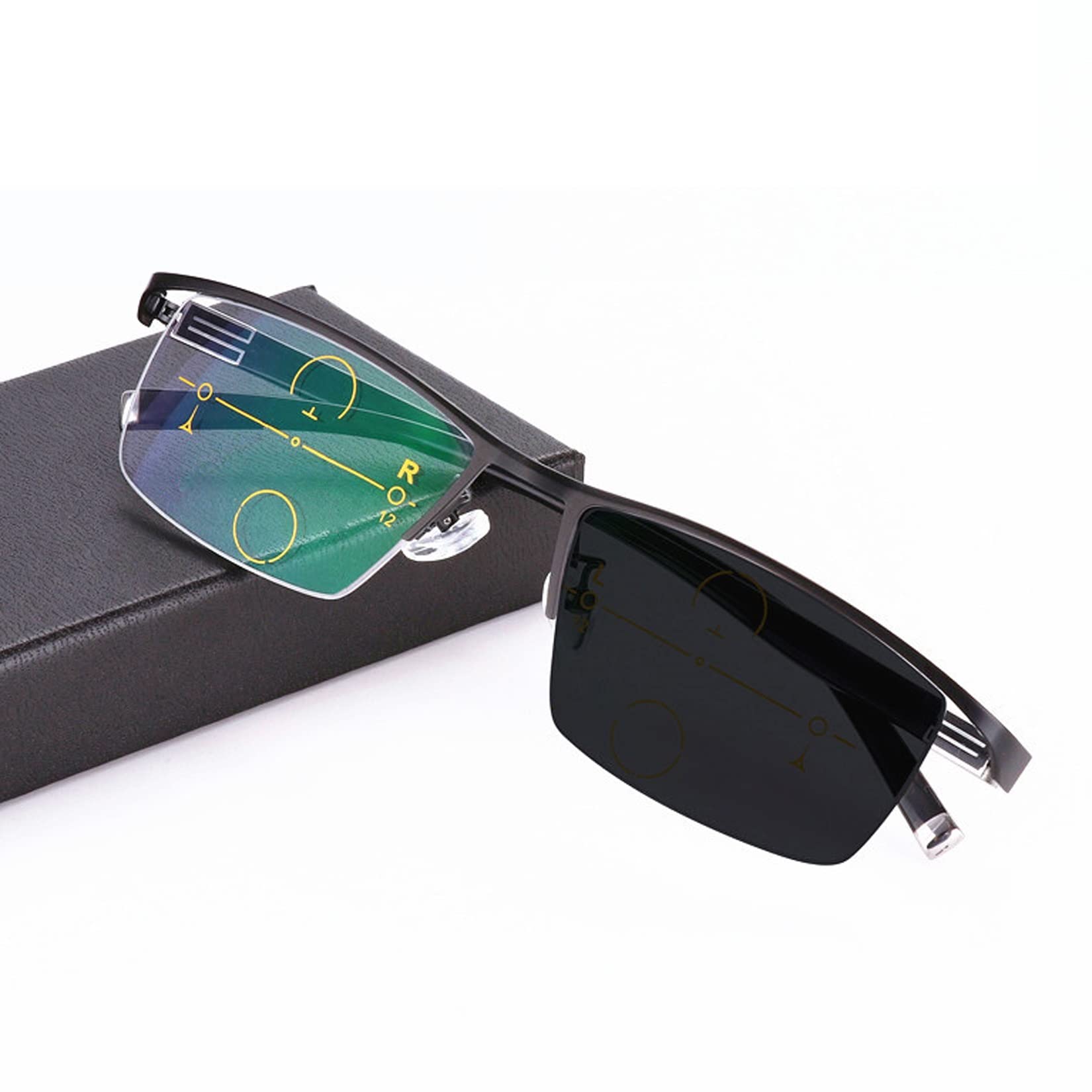 Okulary do czytania Inteligentne Progresywne Okulary do czytania, Multifocus Photochomic Okulary przeciwsłoneczne dla mężczyzn, Blue Light Blocking Spring Hinge Readers