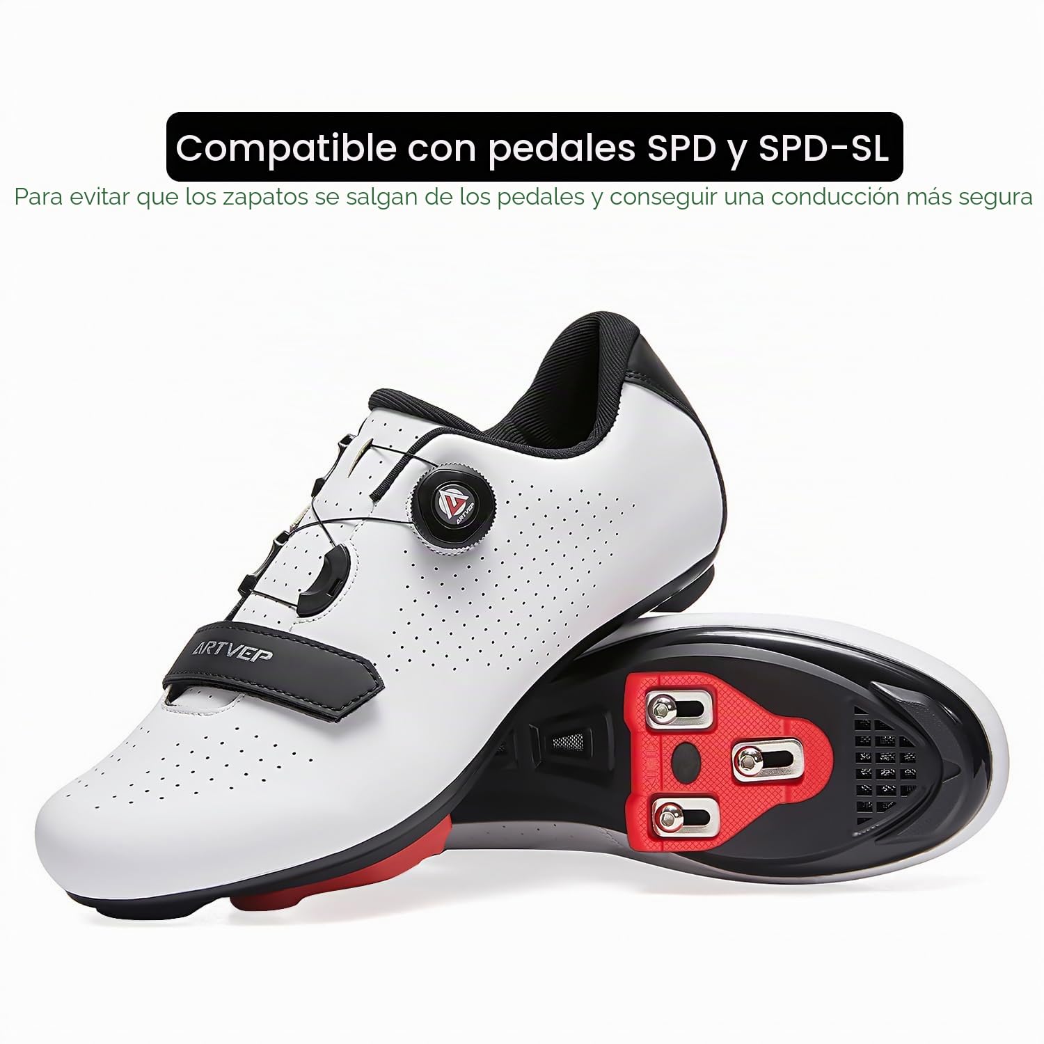 Mujer Zapatillas de Ciclismo para Hombre Zapatillas de Bicicleta de Carretera compatibles con Look SPD SPD-SL Delta Cleats Zapatillas de Bicicleta para Interiores Exteriores Blanca EU 42