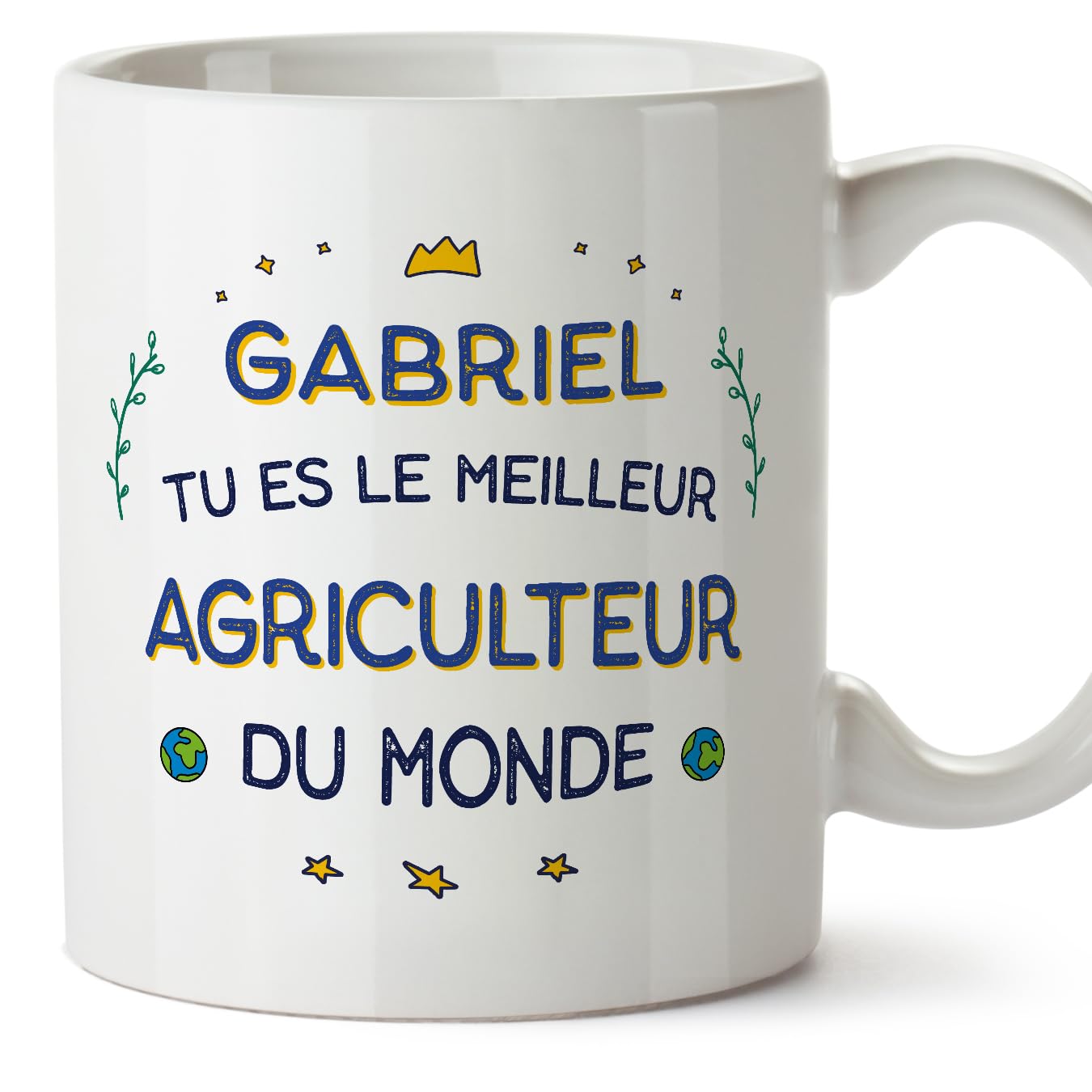 MUGFFINS Personalised Mug for Farmer Man - in French - Meilleur du Monde - Funny Custom Gift for Colleagues - Ceramic 11oz Mug