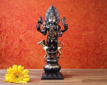 Bhairav Statue Brass 11.5Inch Black Gold Color Pack of 1