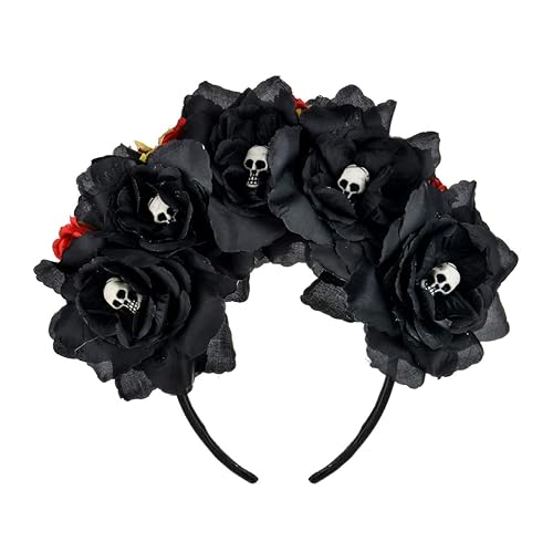 Miniatura 9 de Diadema floral del Día de los Muertos, corona de flores, diadema rosa Mexicana, tocado floral HC-23