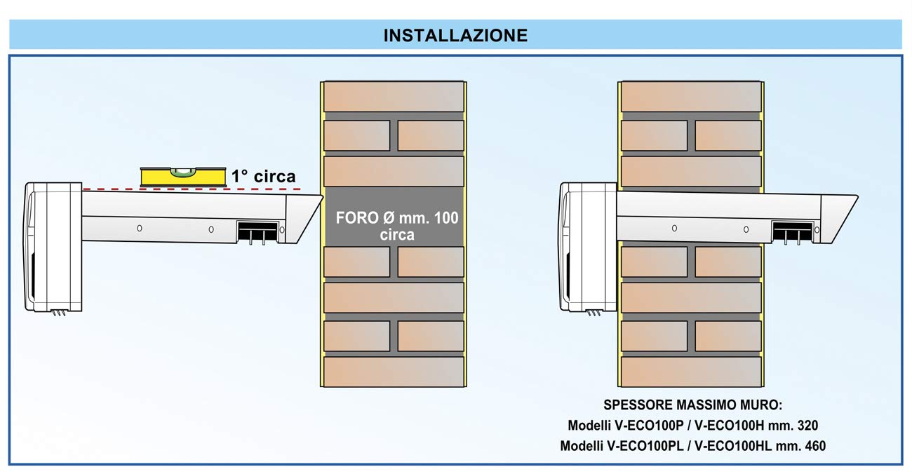 Wentylacja V-eco100pl reperator do A Double Flux, długość 46 cm