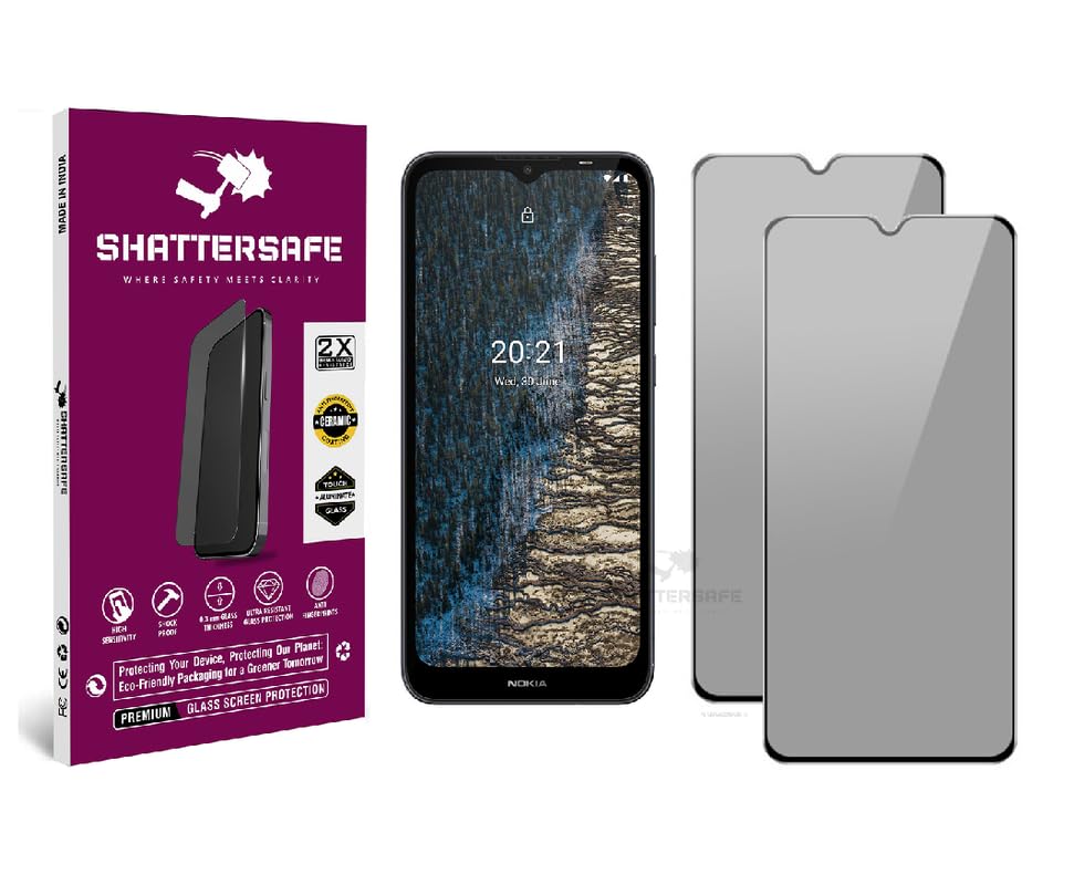 Image of Anti-Spy Privacy Tempered Glass For Nokia C20 / C21 / C21+ / C22 / C32 / G10 / G21 / G42 5G / G60 / G310 [Pack of 2]. Anti-Scratch, Edge-to-Edge Protection With Easy Installation Kit.