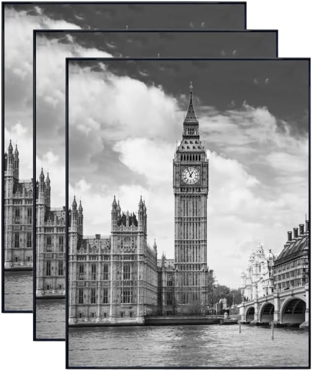 gomaize front loading black picture frame 11x14 set of 3 wall and table mounting
