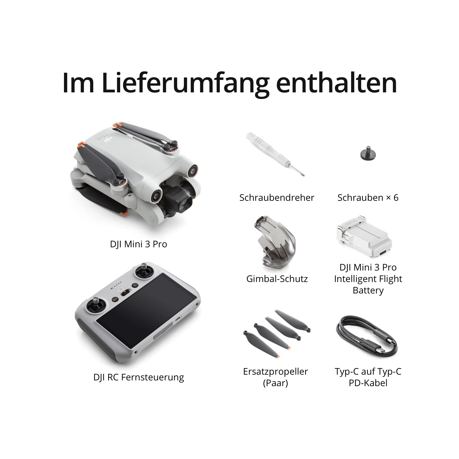 DJI Mini 3 Pro mit DJI Smart Control – Leichte und faltbare Kameradrohne mit 4K/60fps Videos, 48 MP Fotos, 34 Minuten Flugzeit, Hindernisvermeidung in 3 Richtungen
