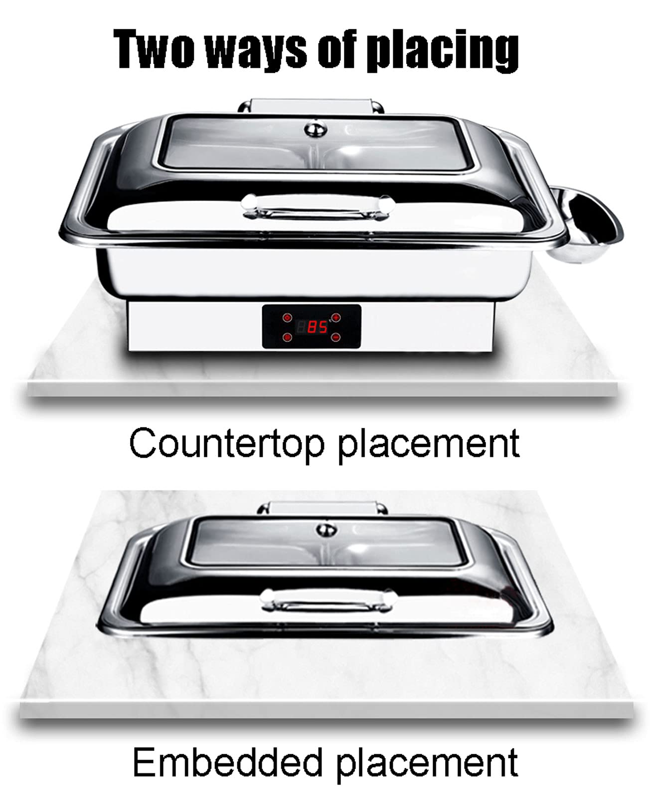 Calentador de Buffet, Calientaplatos Eléctrico para Buffet para Mantenga Comida Caliente, Calentadores de Comida y de Platos para Bufé con Pantalla Táctil, 9L 13L Servidor de Buffet Chafing Dish