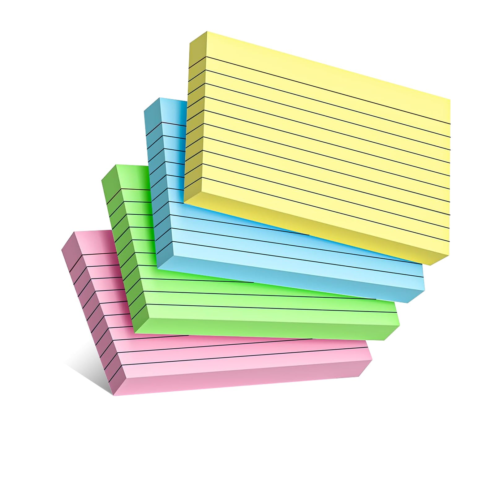 MIUTME Karteikarten liniert,300 Stück Flash Cards in 4 Farben,Lernkarten für Notizen, Vokabeltraining, Prüfungsvorbereitung, School Supplies(76mmx127mm)