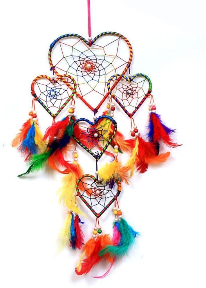 R Traditional Indian Wall Art for Bedrooms, Home Wall, Hanging Design Feather Dream Catcher (22 inch, Multicolor) BZ_Multi Dil-image-5