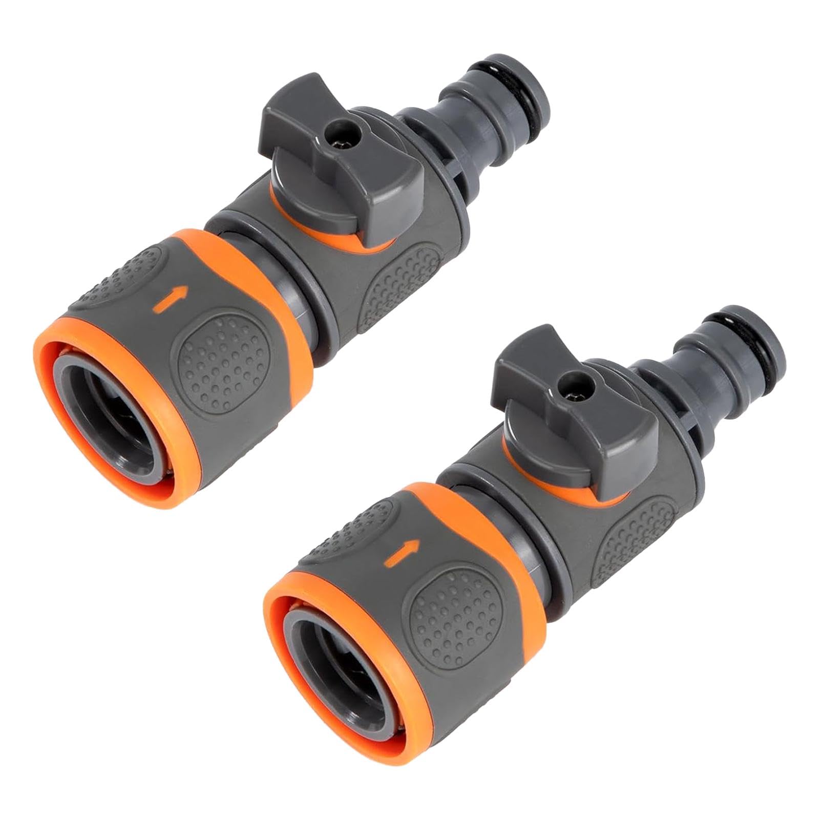 2Psc Coupling with Regulating Valve, Garden Hose Quick Coupling, Hose Connectors with Shut-off Valve, Water-Hose Quick Connector with 2-Way Regulating Valve for 1/2 Inch Water-Hoses(COLOR:Grey)