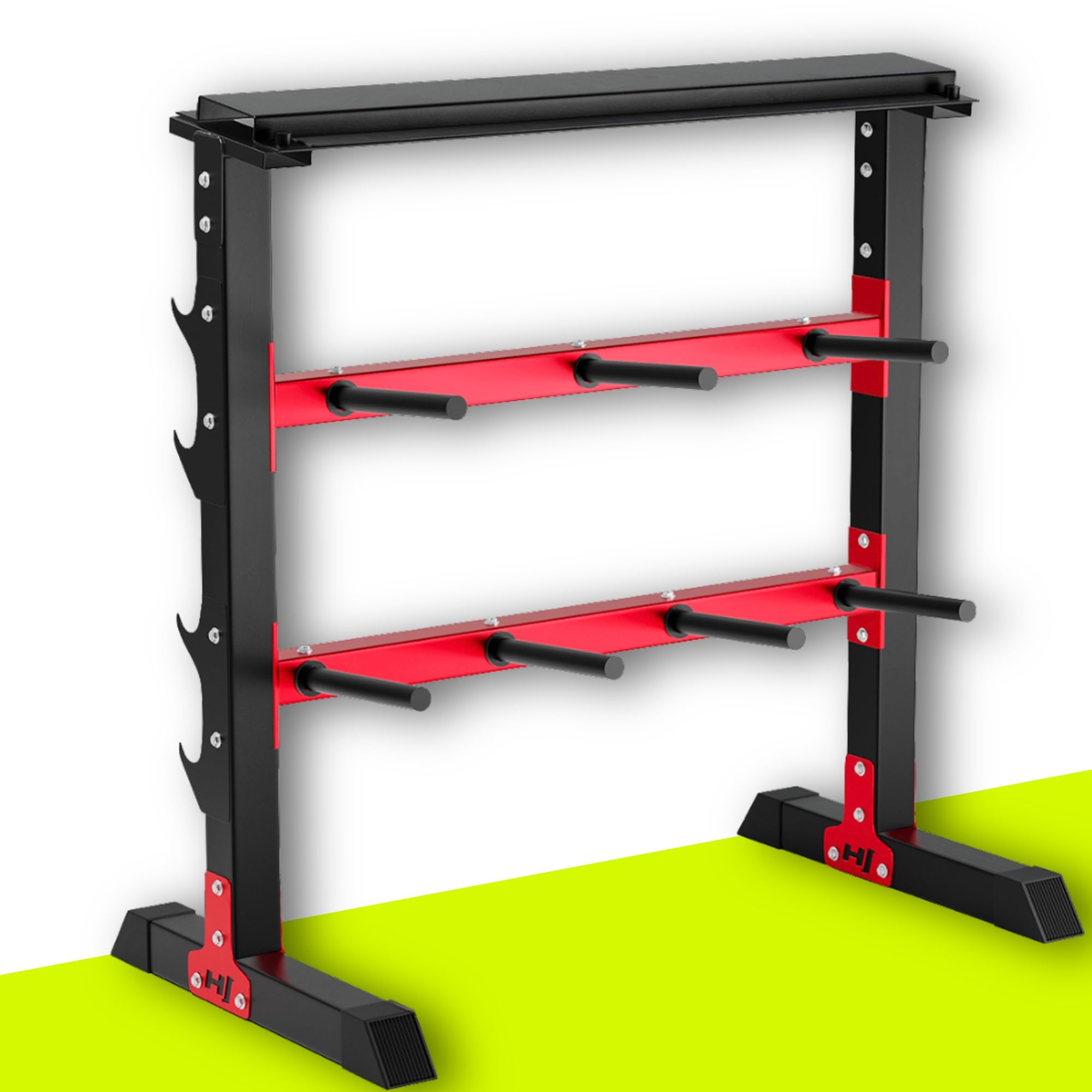 Hop-Sport Hantelständer, Hantelablage, Ablage für Gewichte, Langhanteln & Kurzhanteln, 7 Scheibenaufnahmen, Stabiler Hantelhalter, 350 kg Max. Belastbarkeit