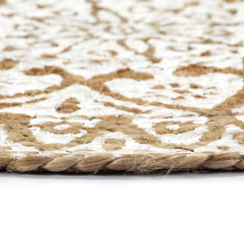 Lot de 4 sets de table ronds 38 cm en jute tressée - Sets de table pour table à manger - Décoration de salle à manger - Blanc