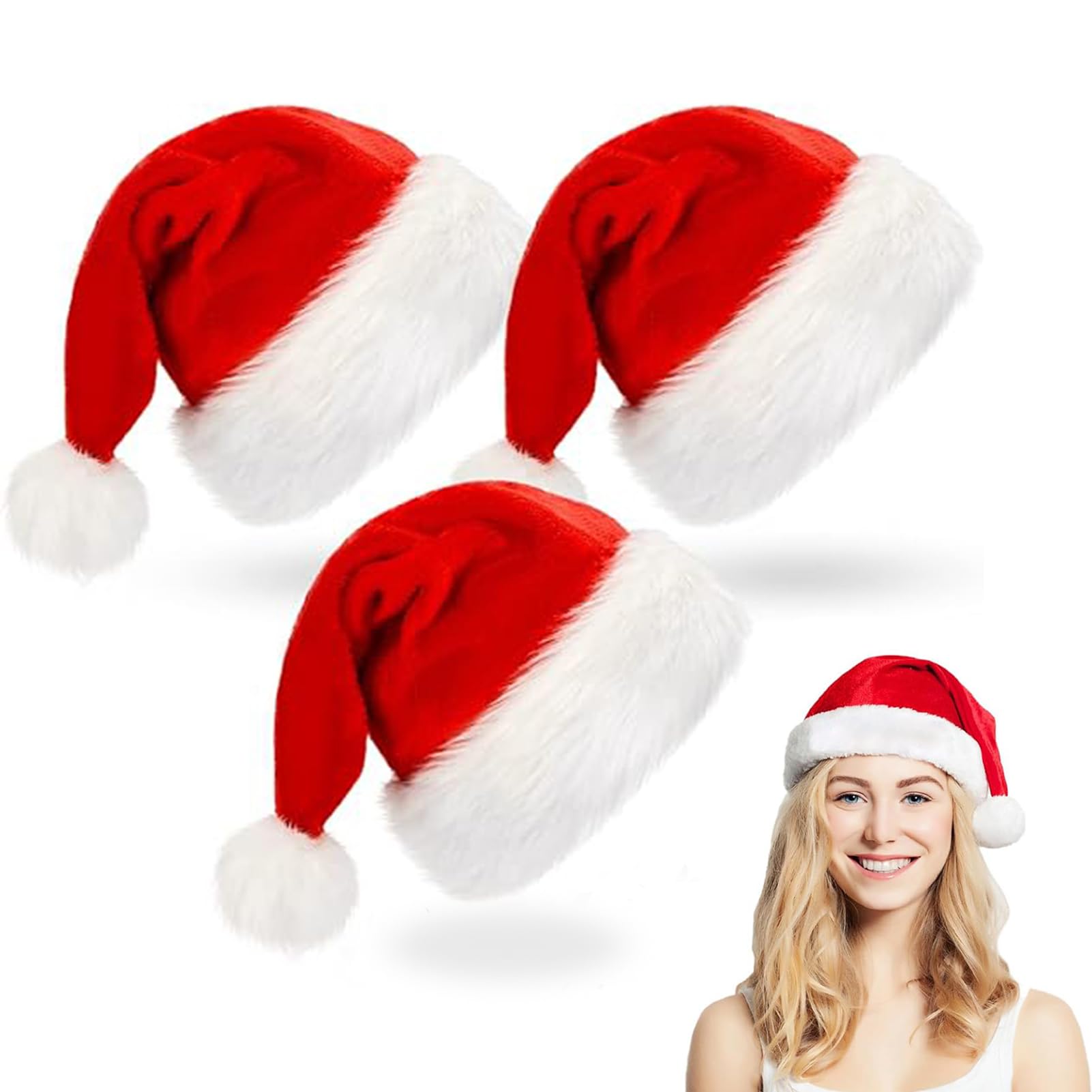 Bonnet De Père Noël En Feutre Doux – Unisexe Adulte, Pour Fêtes De Noël, Halloween, Soirées à Thème – Taille Unique, Lavable