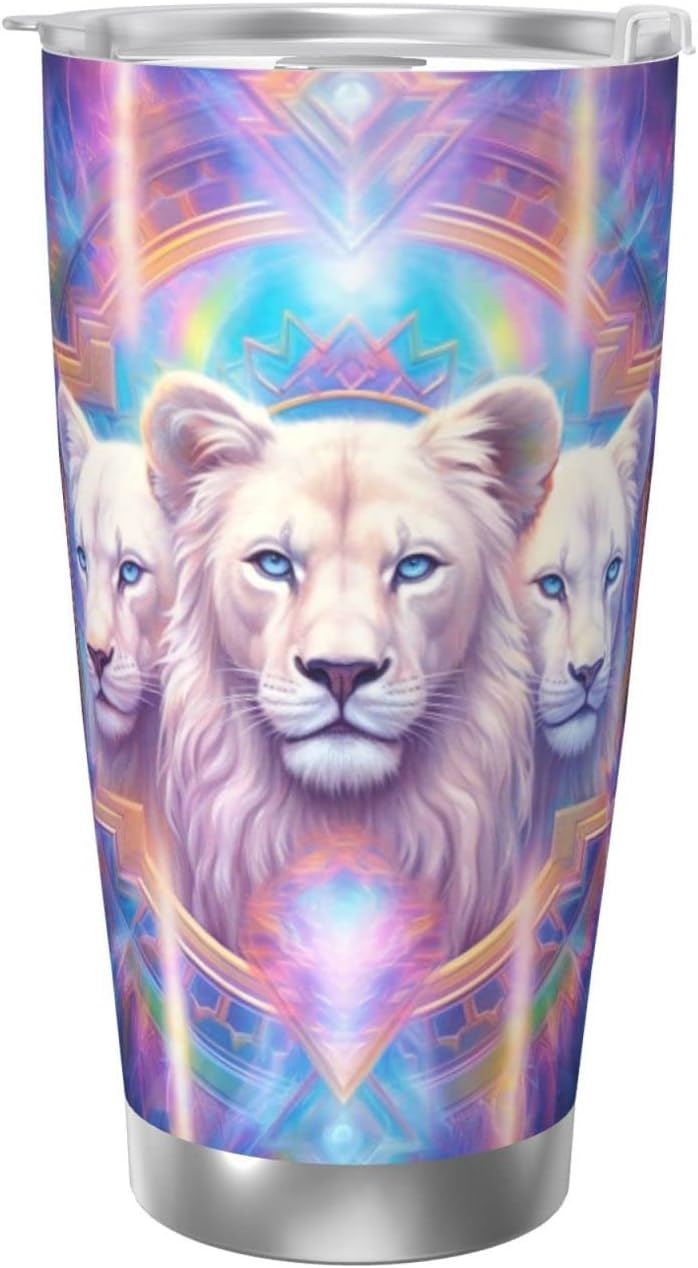 Lion Lion Tumbler - with Lid 20 oz Stainless Steel Vacuum Cup for Coffee, Water, and Travel - Leakproof for Home, Office, and School