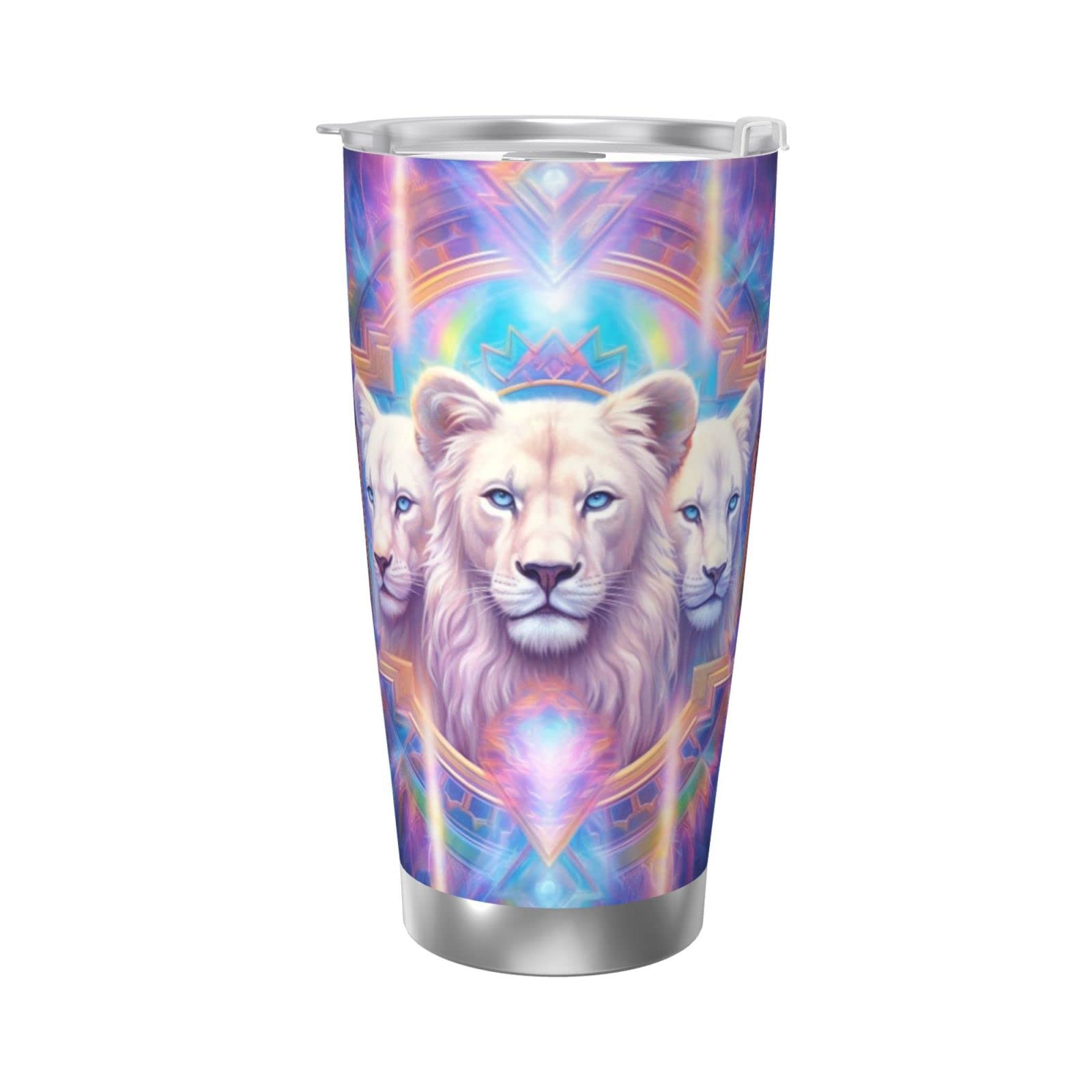 YIMIN Lion Lion Tumbler - with Lid 20 oz Stainless Steel Vacuum Cup for Coffee, Water, and Travel - Leakproof for Home, Office, and School