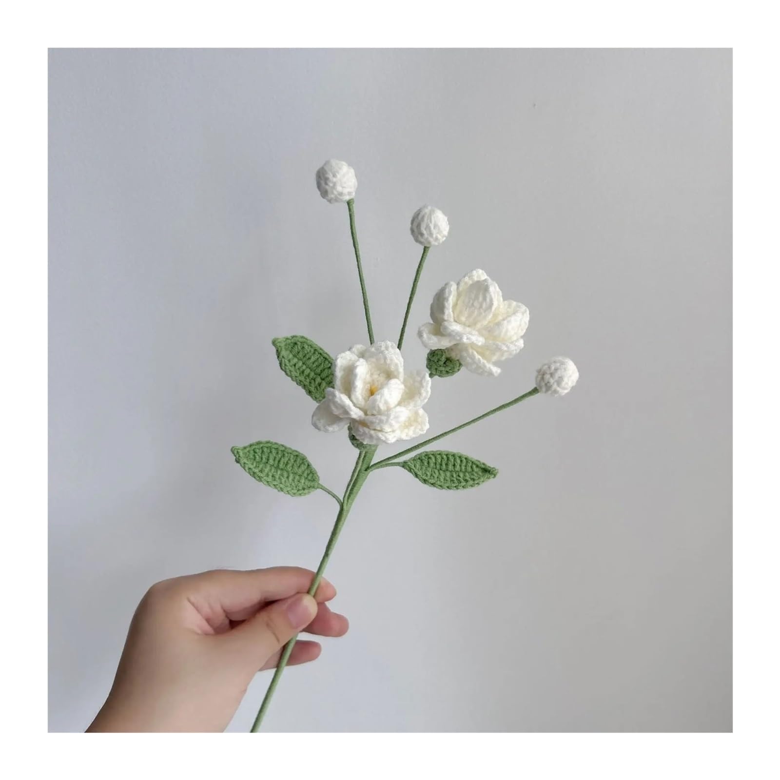 PawUniscript 2pcs Handcrafted Jasmine Crochet Flowers Bouquet | Creative Fake Floral Arrangement For Weddings & Home Decor(S7)