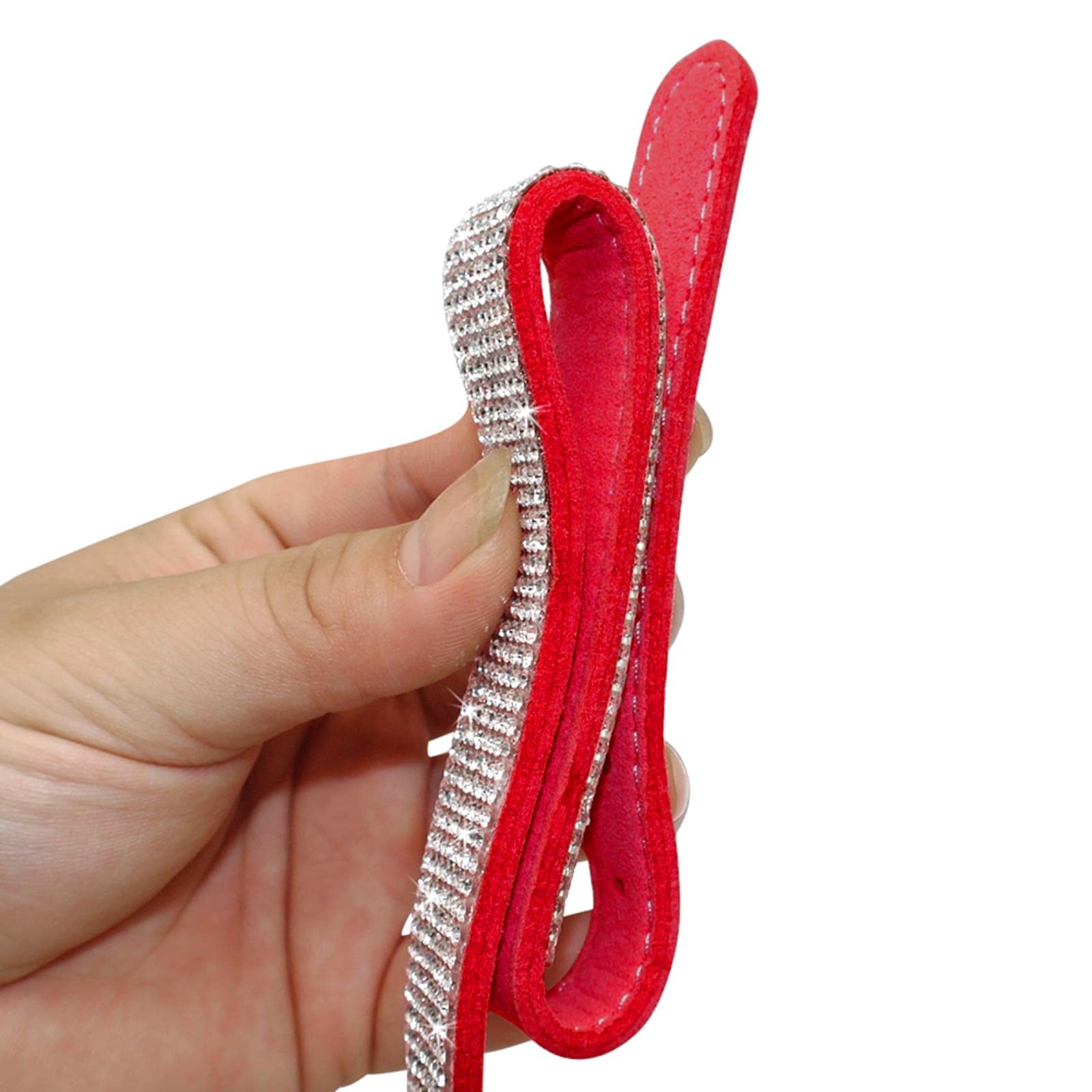 Balacoo Glitzer Hundeleine – PU-Leder Leine Mit Strasssteinen Für Kleine Hunde (120 Cm, Schwarz/Rot/Rosa/Blau)