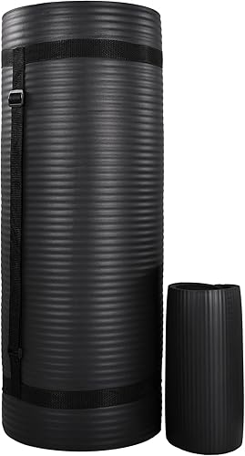 Miniatura 15 de BalanceFrom Esterilla de yoga multiusos de 1 pulgada extra gruesa de alta densidad antidesgarro con correa de transporte, bloques de yoga opcionales