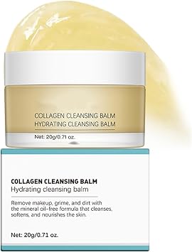 Collagen Cleansing Balm, Makeup Remover and Face Cleanser with Hydrating Oils, Vitamin E for All Skin Types