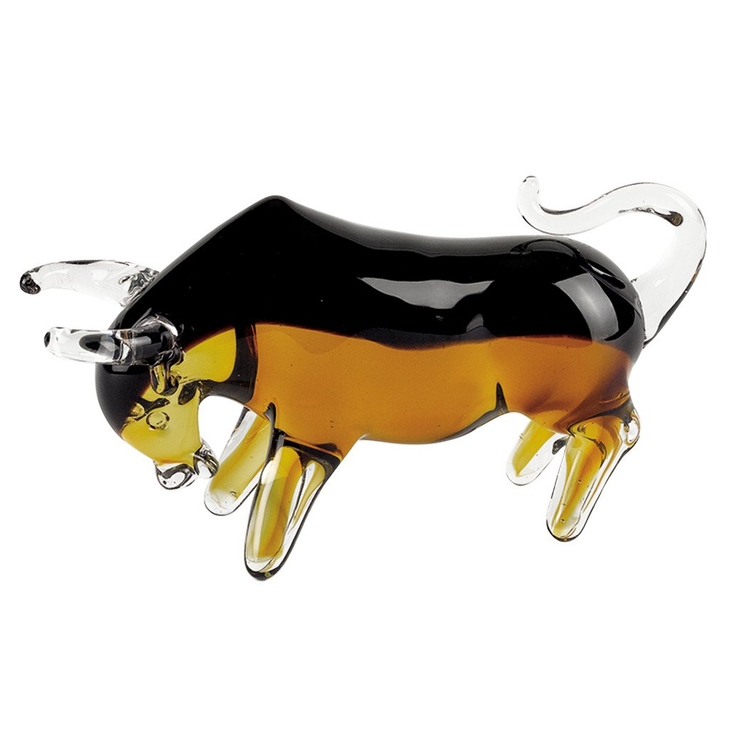 Badash Murano-Style Art Glass Bull Figurine - 4" Tall Decorative Artistic Glass Mouth-Blown Sculpture - Unique Home Decor & Gifts