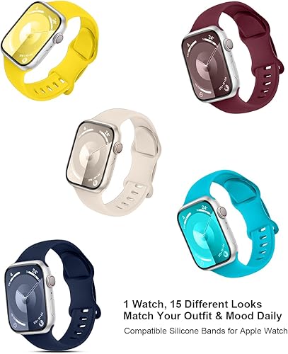Miniatura 2 de Bands Compatible with Apple Watch Band 38mm 40mm 41mm 42mm 44mm 45mm 46mm 49mm for Women Men, Soft Silicone Sport Replacement Strap Wristbands for