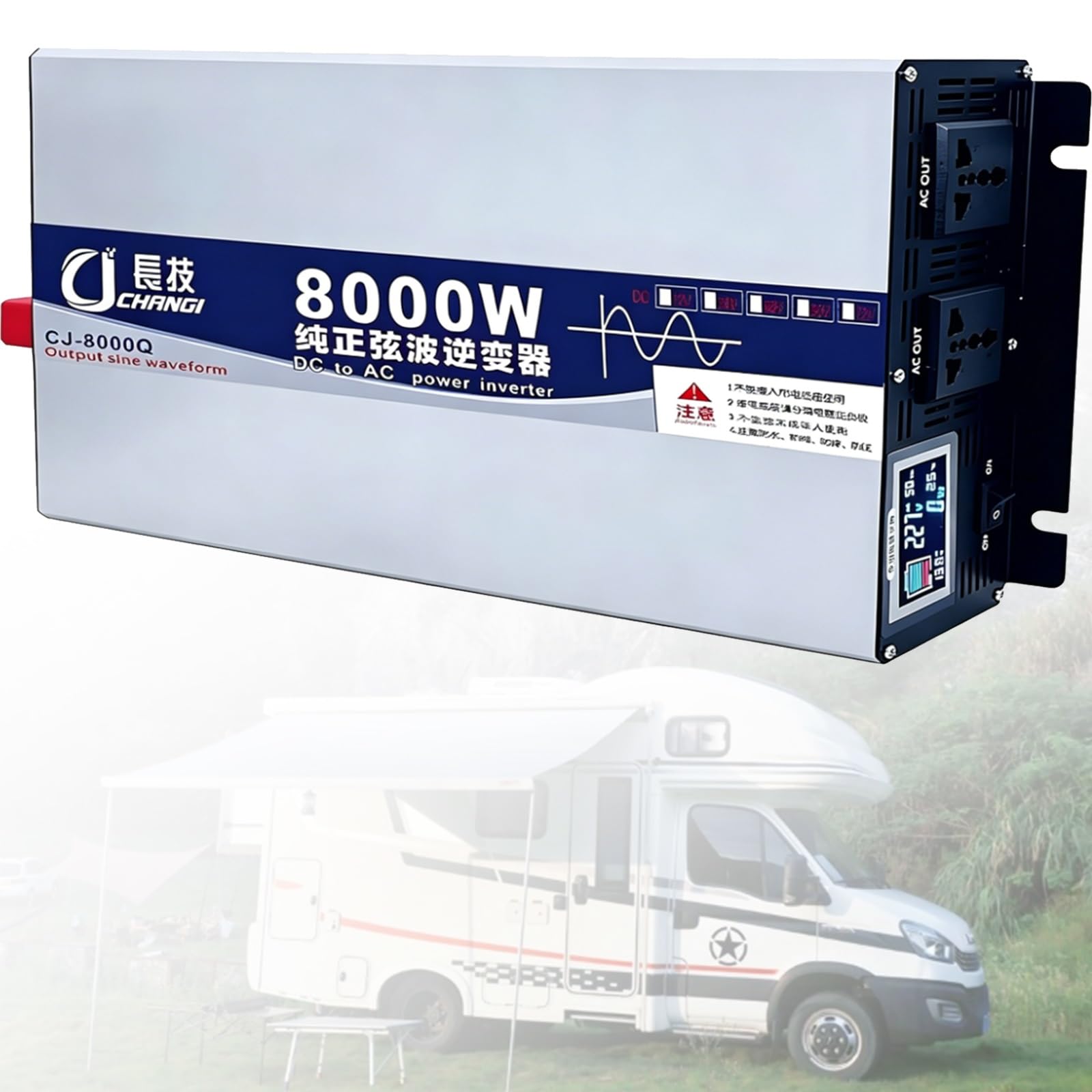 Inverter a onda sinusoidale pura 1600W 3500W 5000W 6000W 8000W 16000W | DC 12V 24V 48V 60V 72V a AC 220V 230V Inverter solari potenza Invertitore di Tensione Fotovoltaico(8000W,12Vto220V)