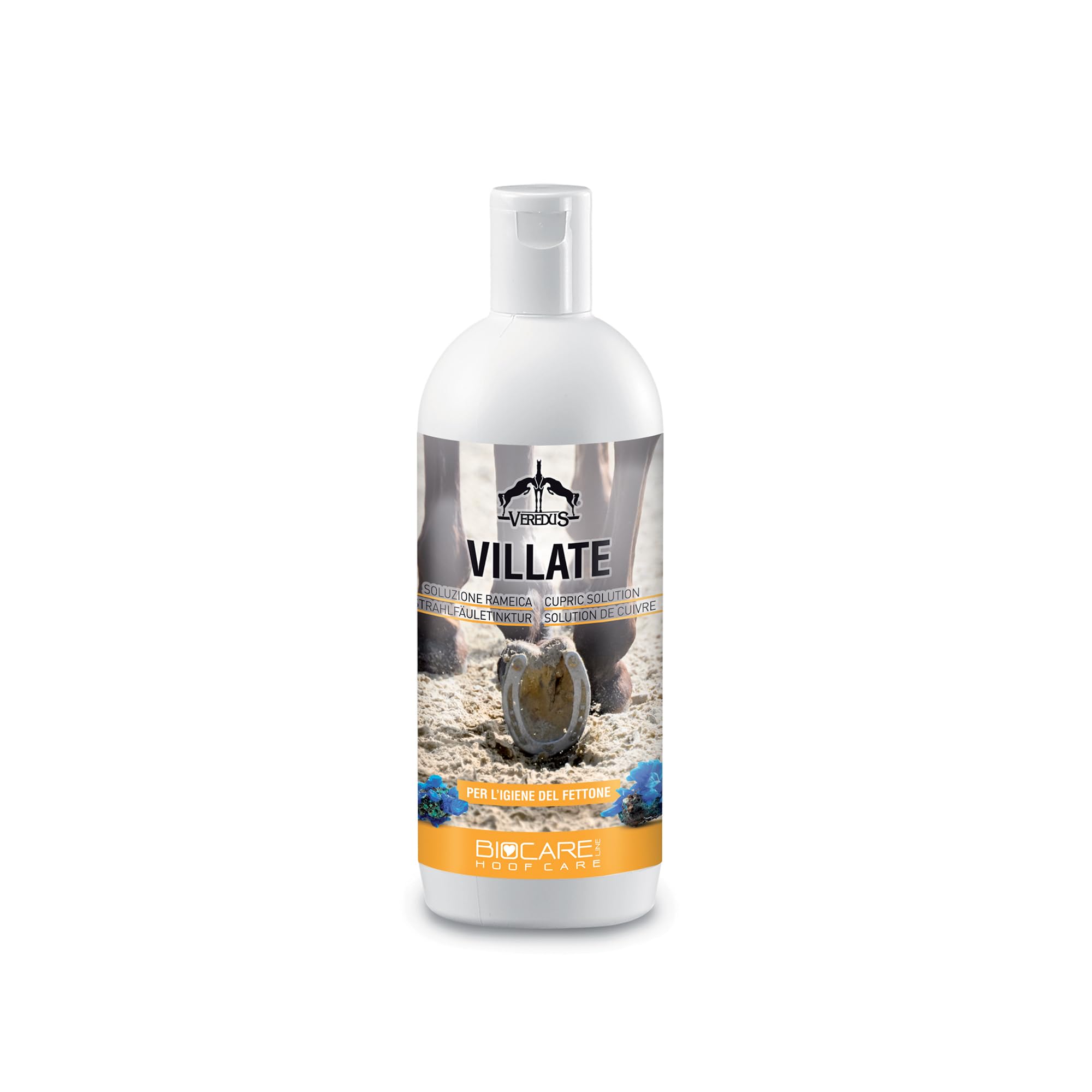 Veredus, Lotion Détergente et Nettoyante pour la Toilette et la Protection du Feston du Cheval, Villate Liquide Nettoyant et Protecteur pour le Sabot, Solution Cuprique, Format 500 ml