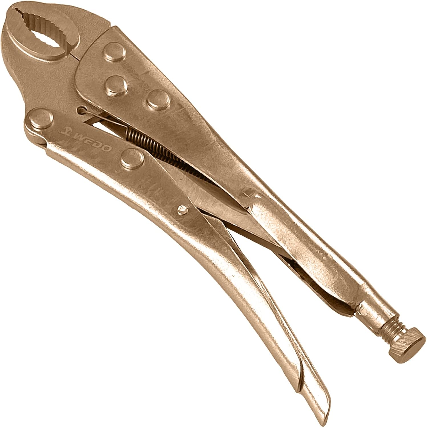 WEDO Locking Pliers 10-Inch,Non-Sparking Curved Jaw Locking Pliers with Wire Cutter,Aluminum Bronze,DIN Standard,BAM Certificate,Die-forging